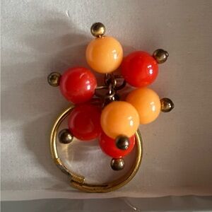 Vintage Adjustable Red & Orange Cha Cha Cocktail Ring